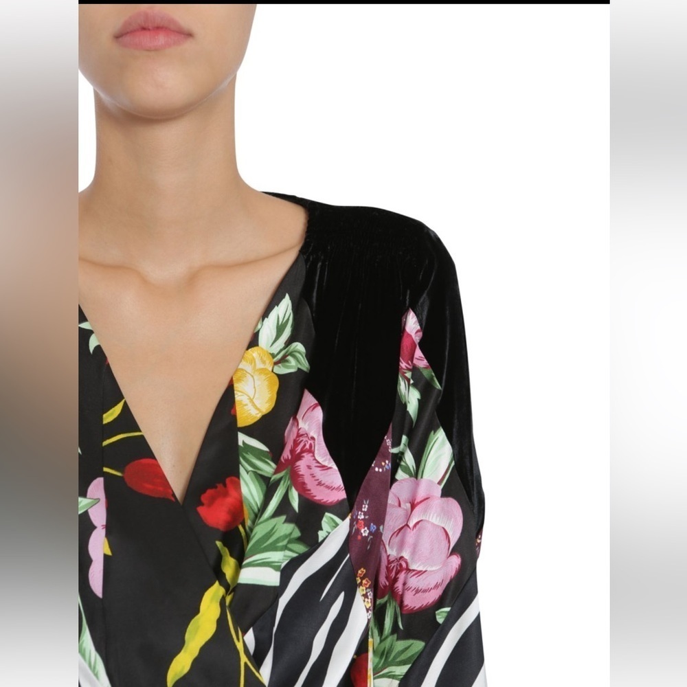 ATTICO VICTORIA floral SATIN AND VELVET DRESS - Picture 6 of 16